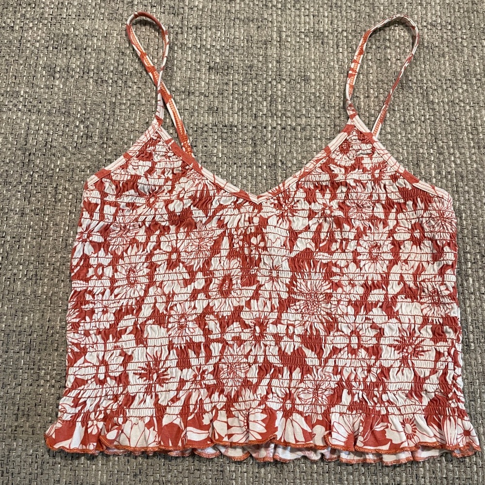 American Eagle Outfitters Orange/Red and White Floral Camisole
